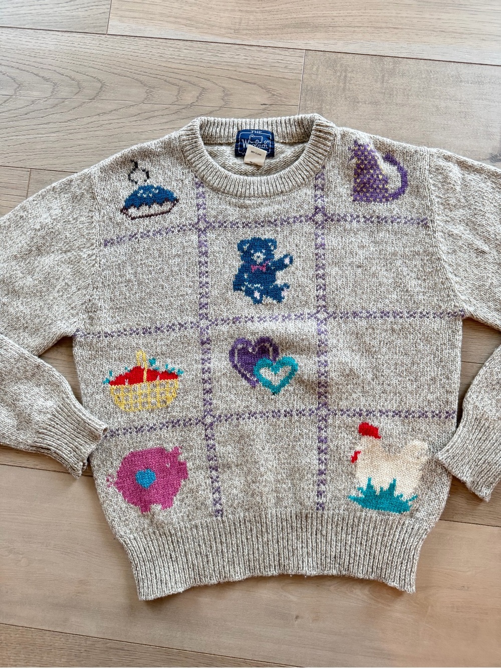 Woolrich Woman Wool Novelty Intarsia Sweater Hearts Cottage Vintage 90s Size S